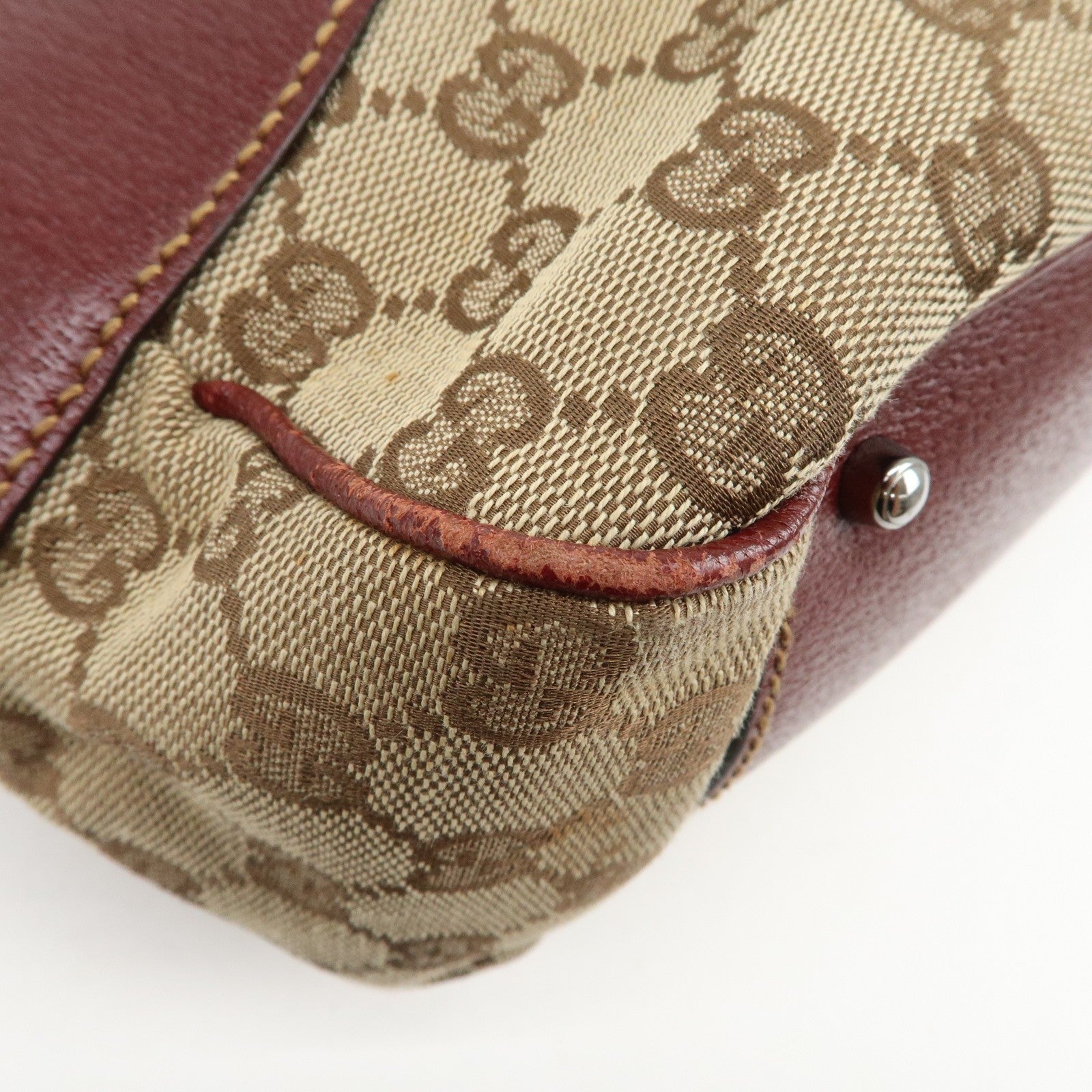 Gucci Tote Bag - Beige Bordeaux, GG Canvas Leather 