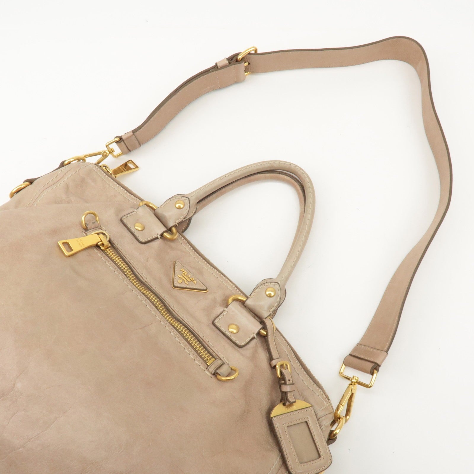 Prada Leather 2way Bag - Beige, Leather