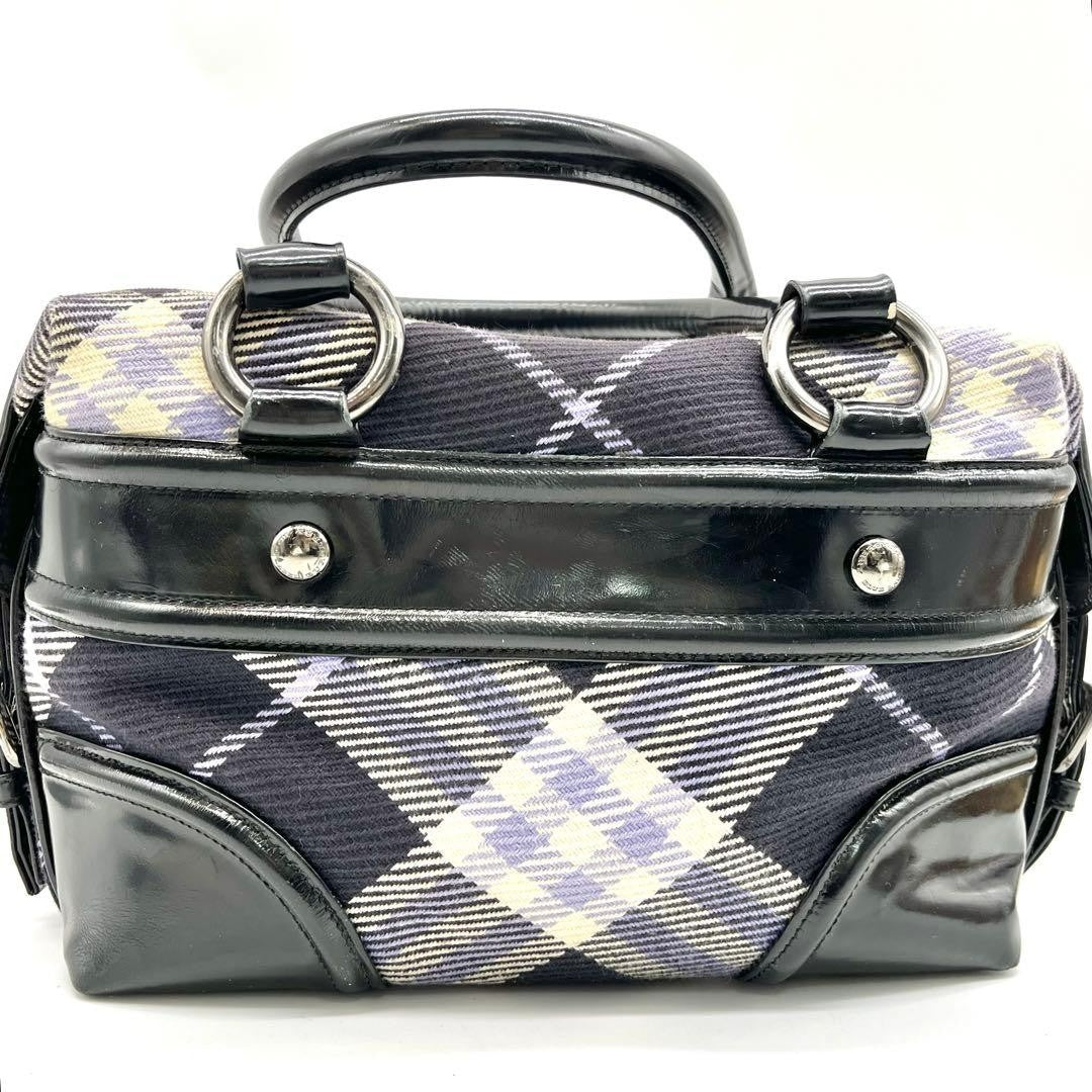 Burberry Blue Label Check Handbag Mini Boston Bag - Multicolor, Canvas, Leather