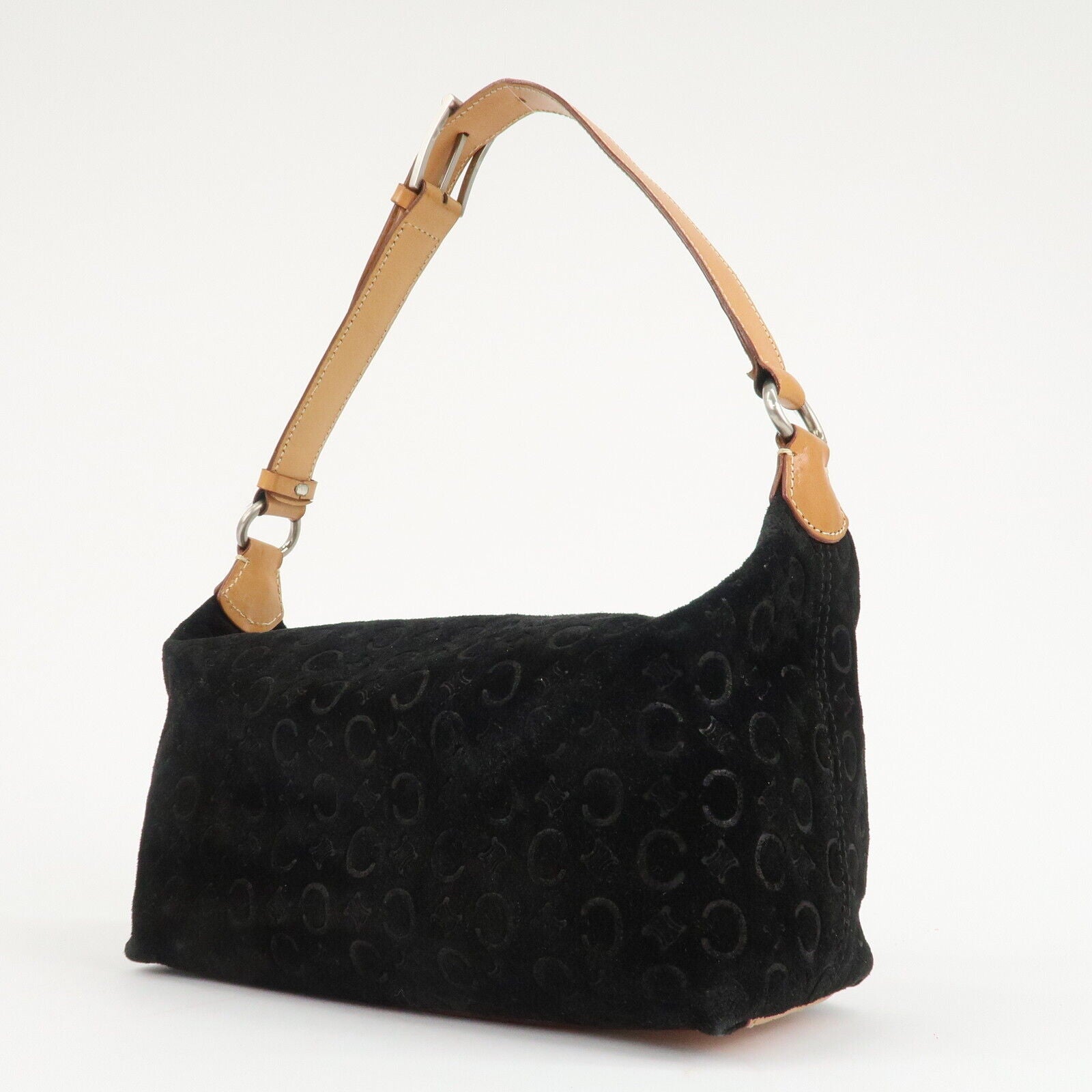 Celine C Macadam Shoulder Bag - Black, Suede