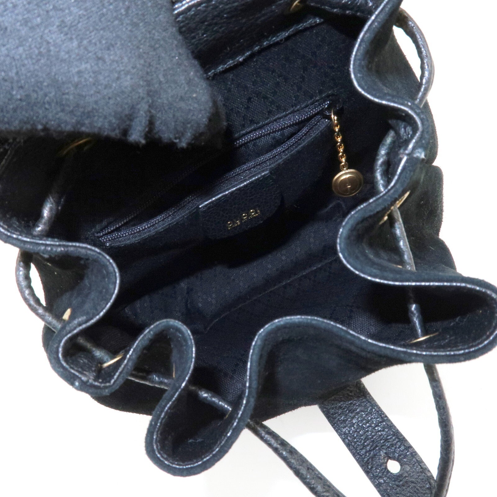 Gucci Bamboo Backpack - Black, Suede, Leather