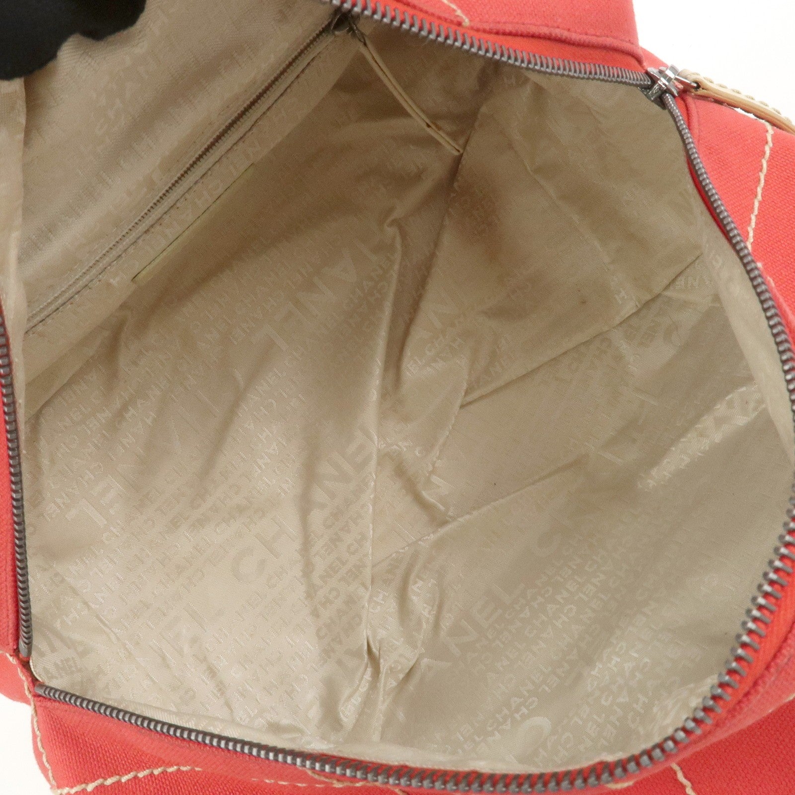 Chanel Chocolate Bar COCO Mark Hand Bag - Red, Canvas Leather