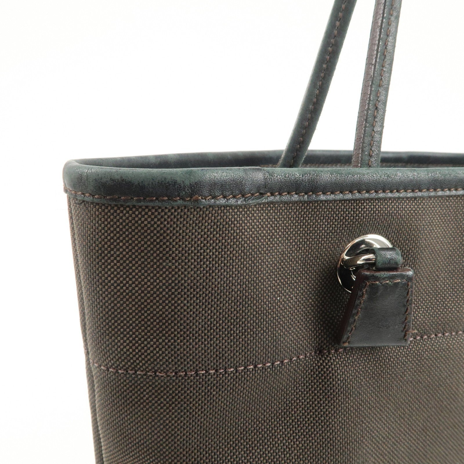 Prada Logo Jacquard Tote Bag - Dark Brown, Leather