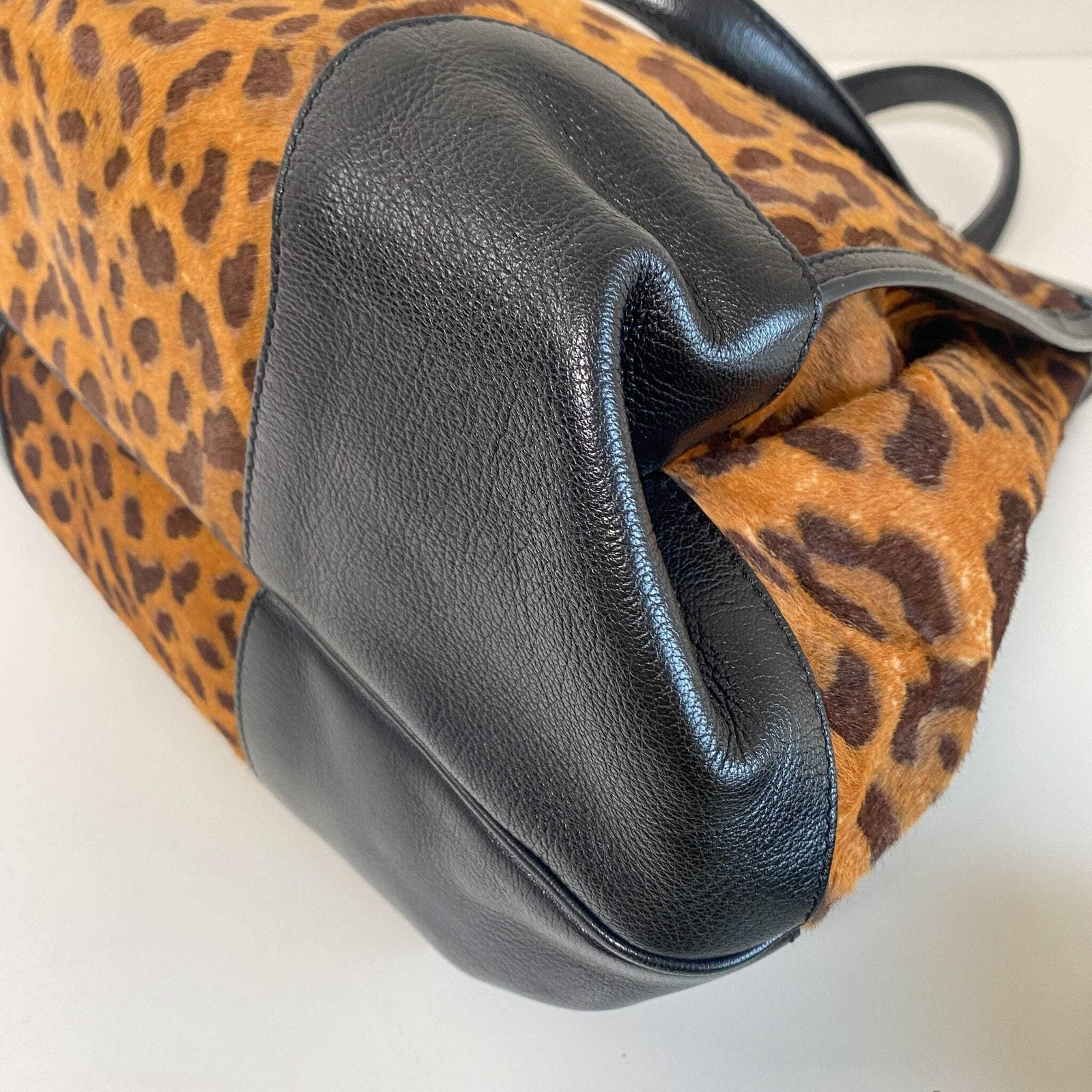 Celine Leopard Top Handle Bag - Brown, Pony Hair