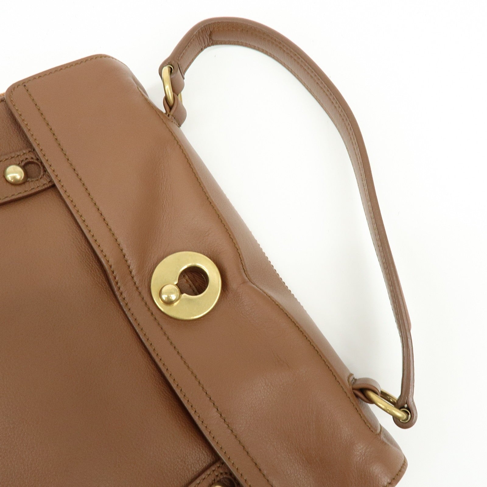 Saint Laurent Hand Bag - Brown, Leather and Canvas