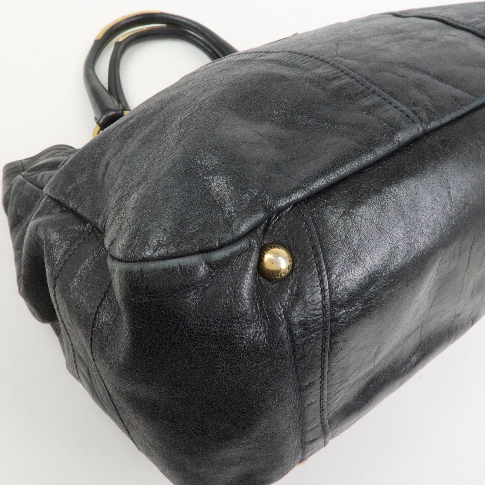 Prada Logo Tote Bag - Black, Leather