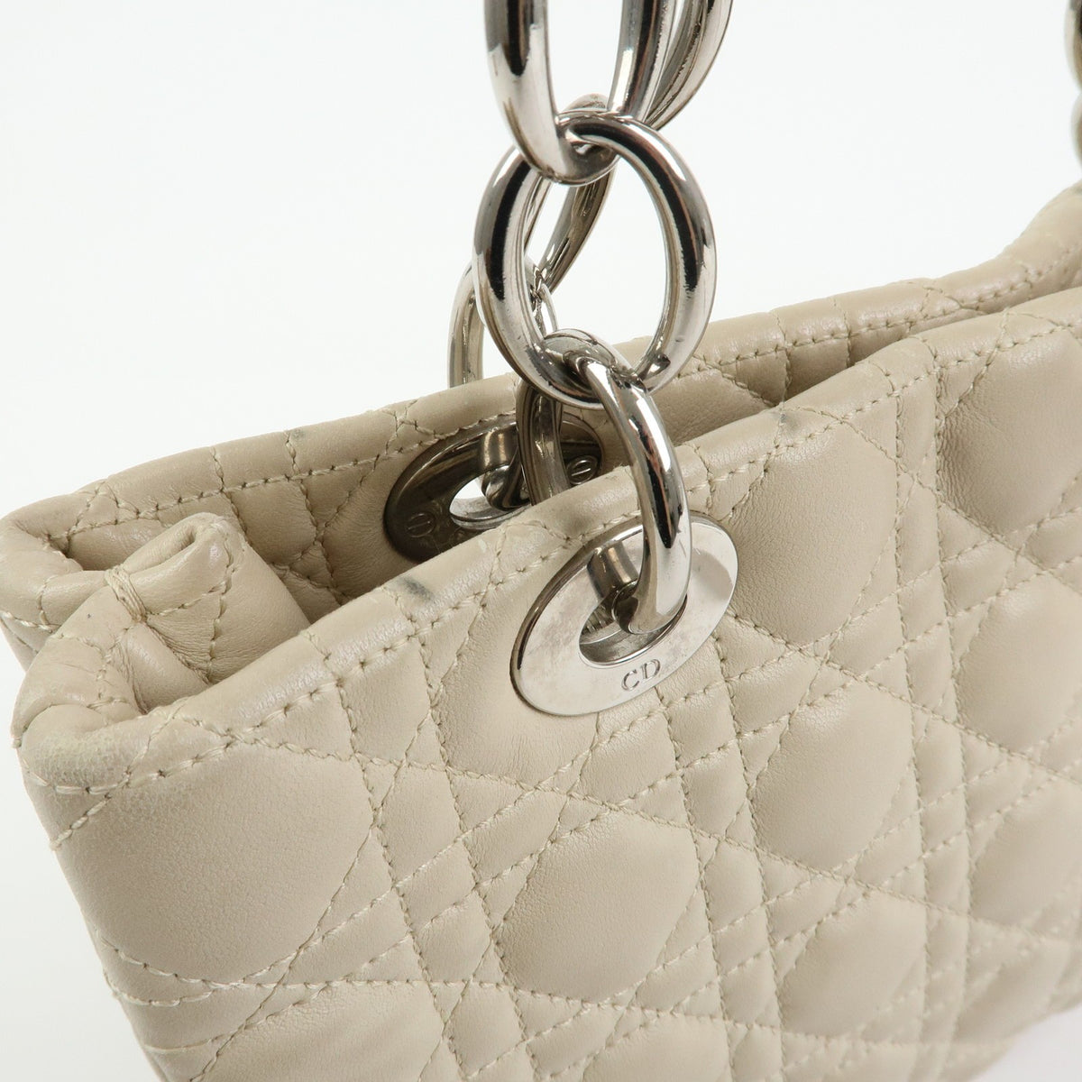 Christian Dior Lady Dior Hand Bag - Ivory, Lamb Skin