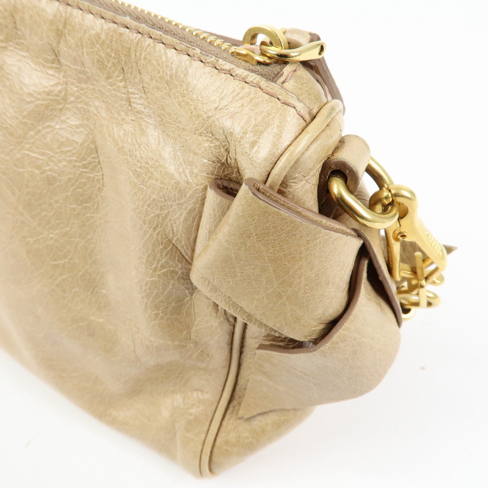 Miu Miu Double Sided Ribbons Handbag - Beige, Leather