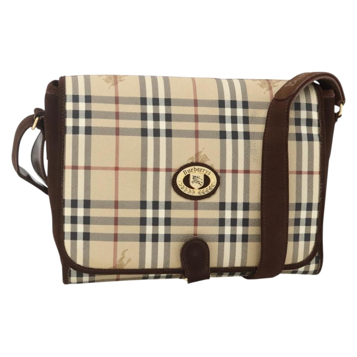 Burberrys Nova Check Shoulder Bag - Beige / Gold, PVC Leather
