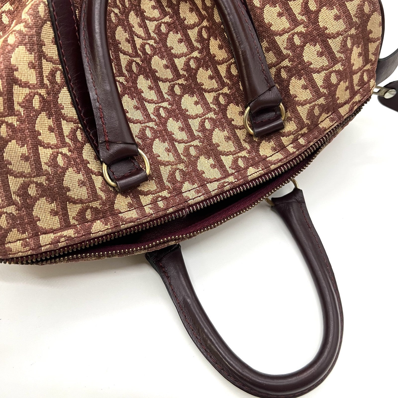 Christian Dior Trotter Boston Handbag - Red Bordeaux, Canvas