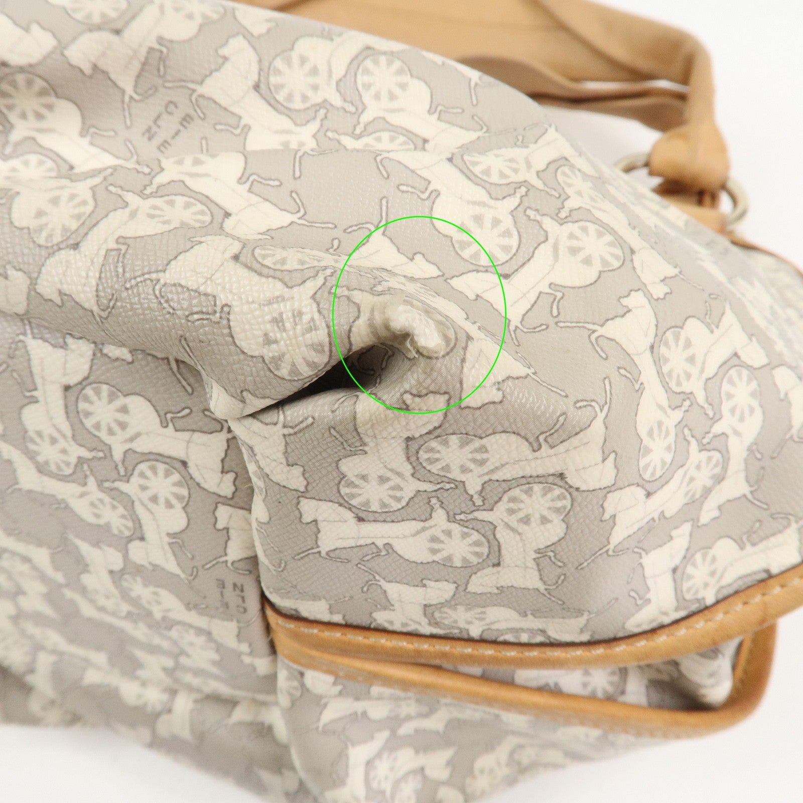 Celine Logo Hand Bag - Gray and Light Brown, Leather
