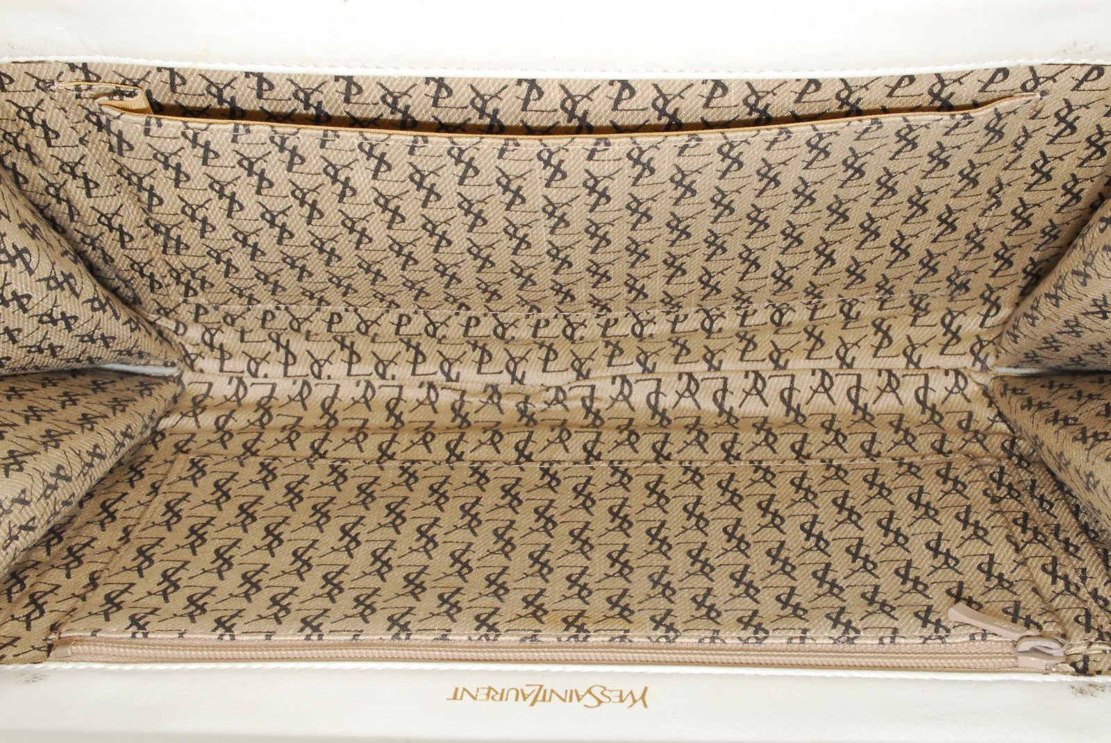 Saint Laurent Yves Saint Laurent Chevron Quilted Clutch Bag - White, Leather