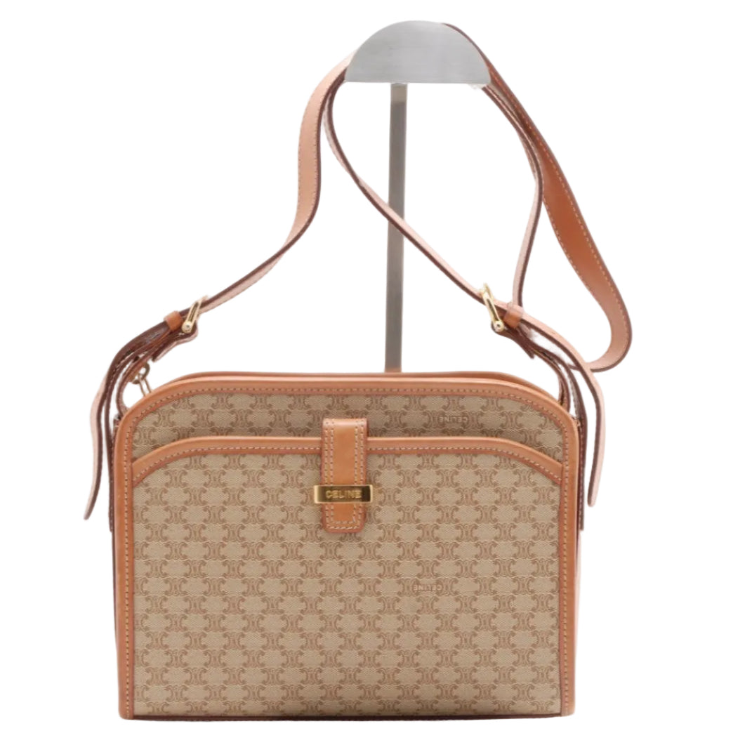 Celine Macadam Shoulder Bag - Beige, PVC Coated Canvas