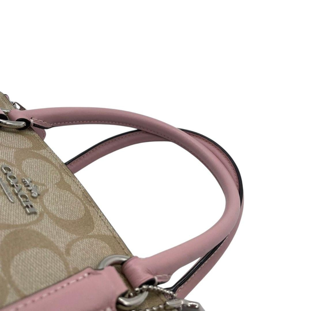 Coach Signature 2way Crossbody Handbag - Pink Beige, PVC