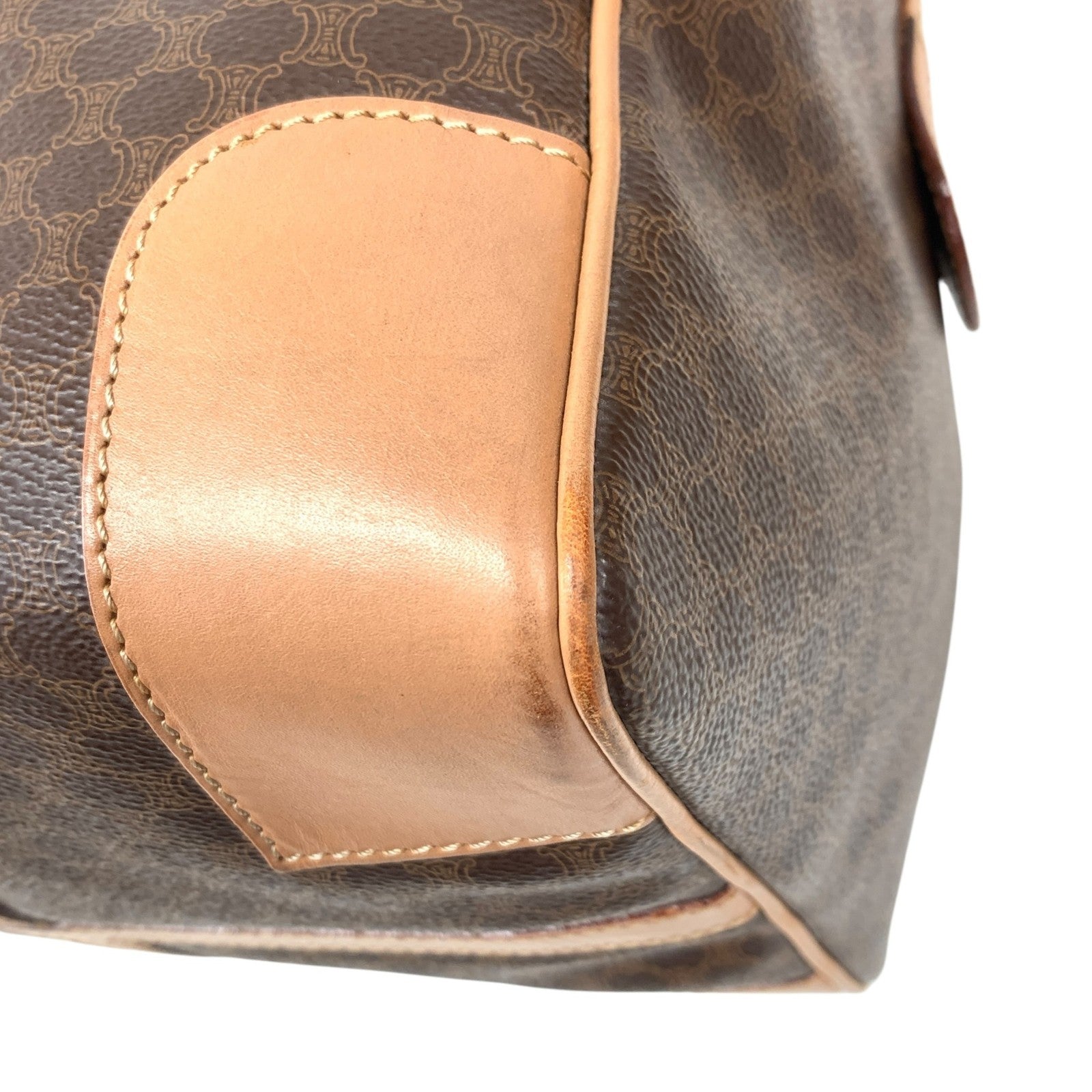 Celine Macadam Large Boston Bag - Brown Beige, Canvas
