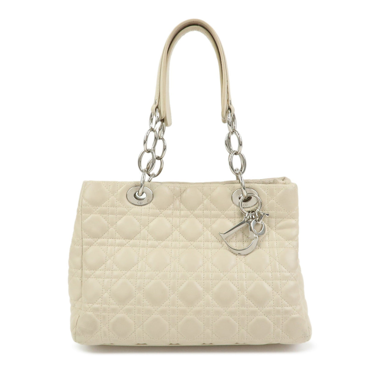 Christian Dior Lady Dior Hand Bag - Ivory, Lamb Skin