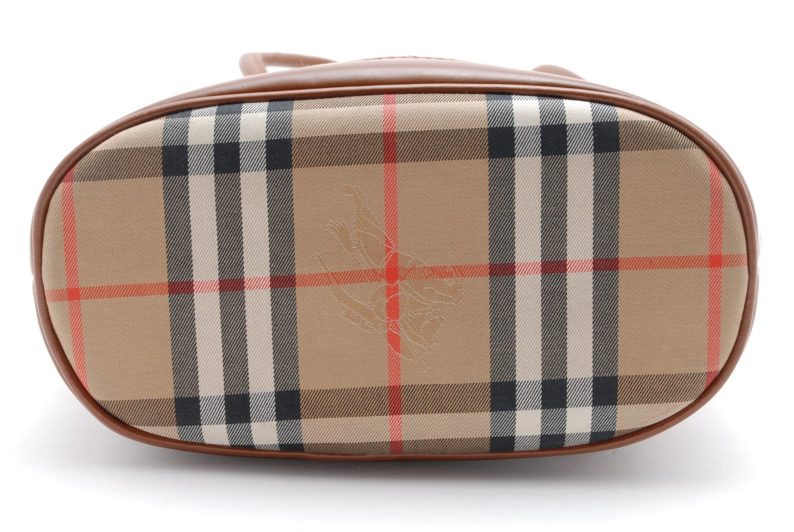 Burberry Nova Check Tote Hand Bag - Brown Beige, Leather