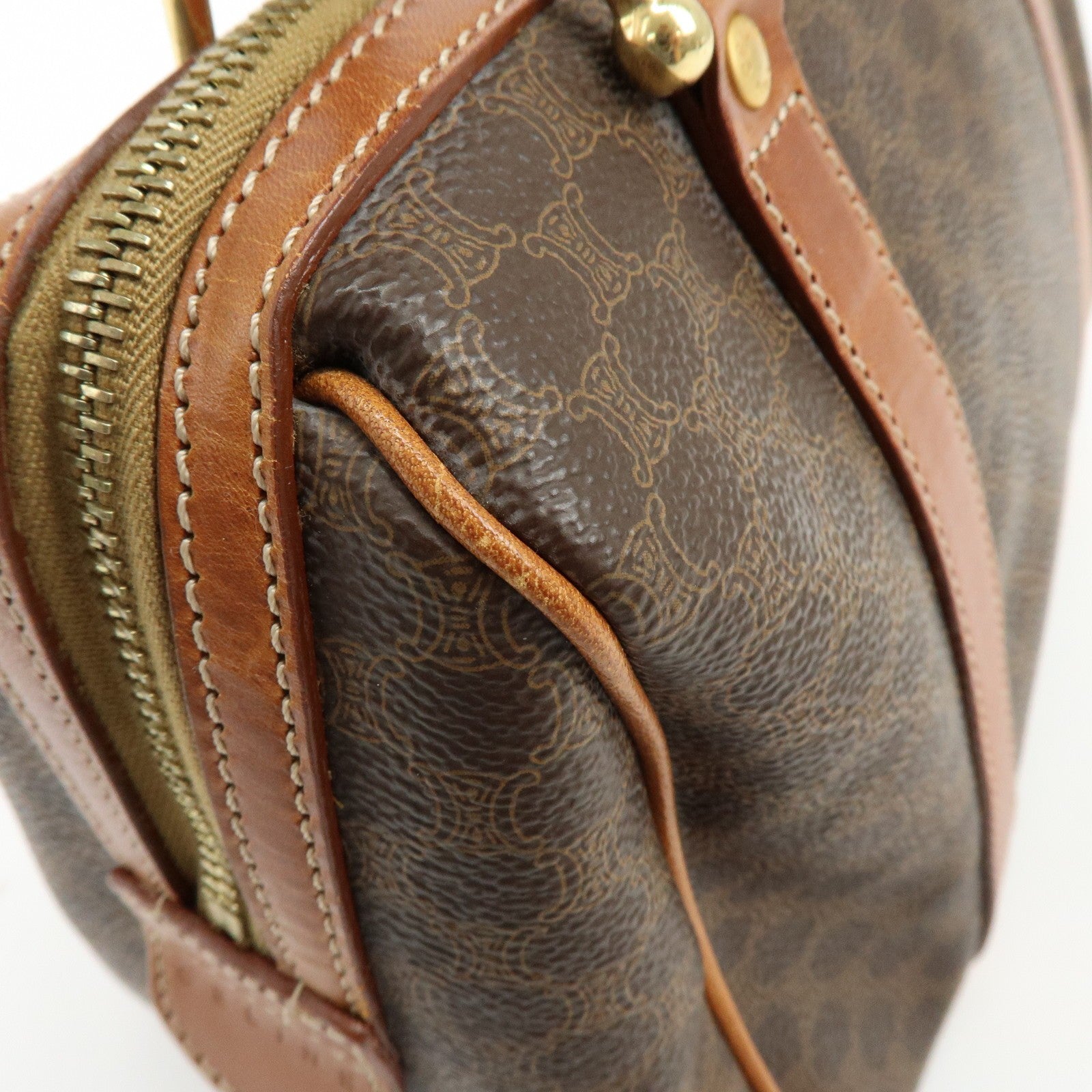 Celine Macadam Logo 2Way Boston Hand Bag - Brown, PVC Leather