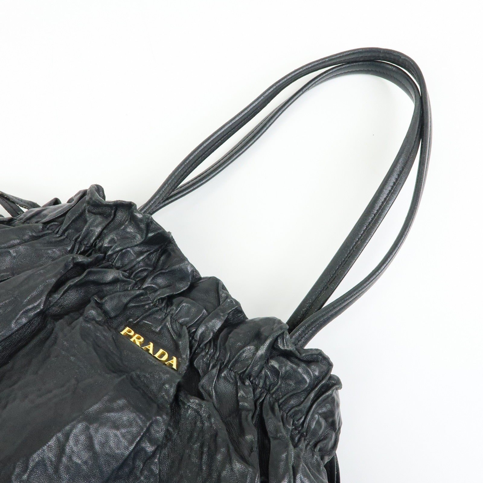Prada Drawstring Shoulder Bag - Black, Leather 