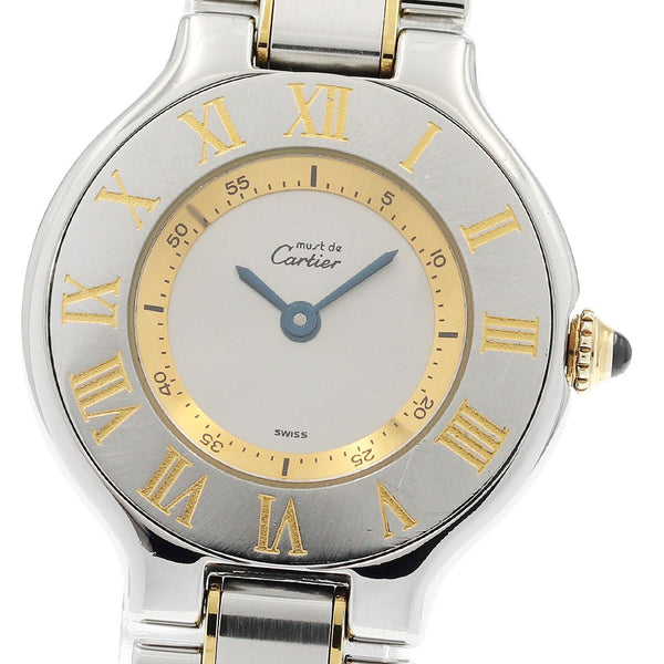 Cartier Must21 SM W10073R6 Watch - Silver / Gold, Stainless Steel / Gold Plated