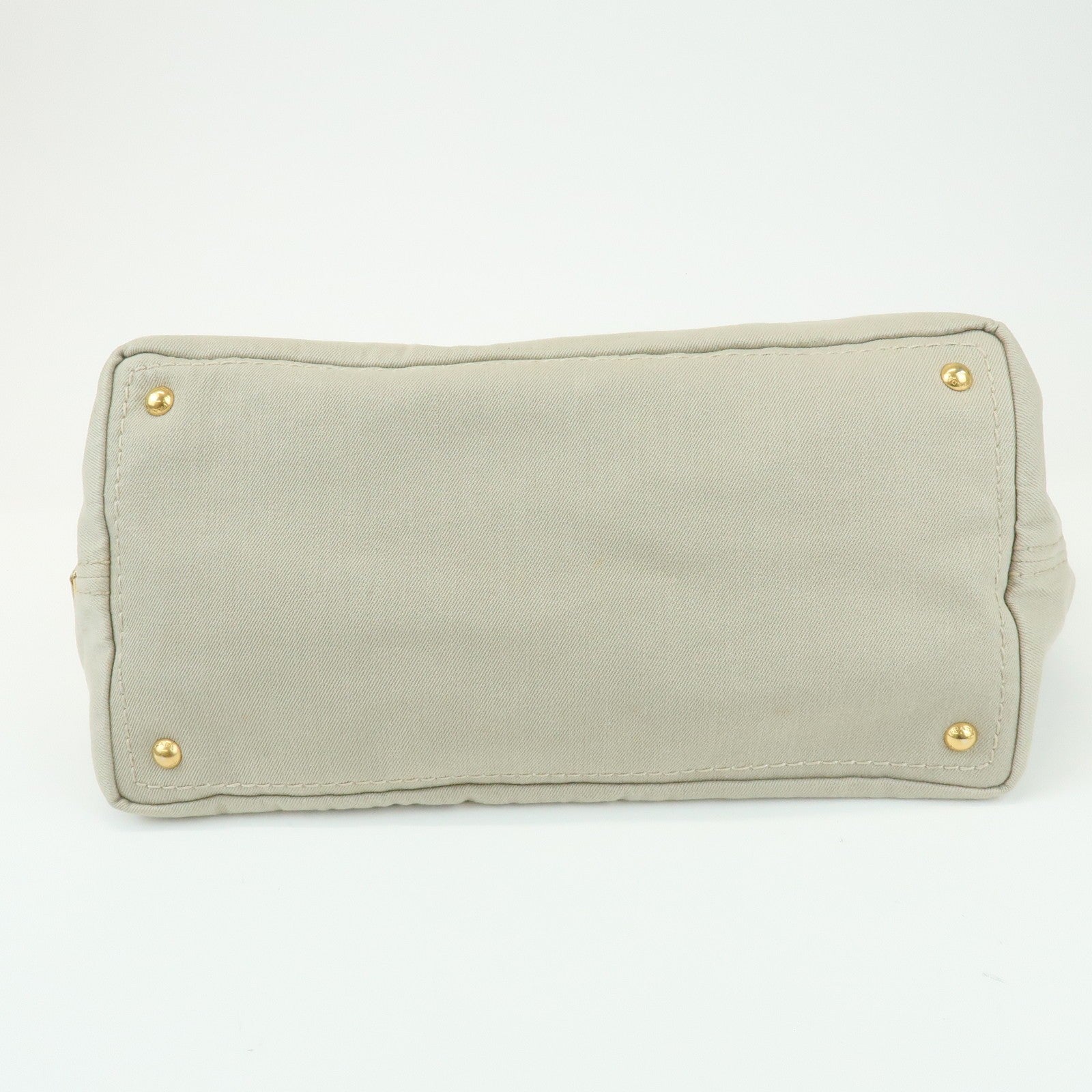 Prada Triangle Logo Tote Bag - Light Beige, Denim