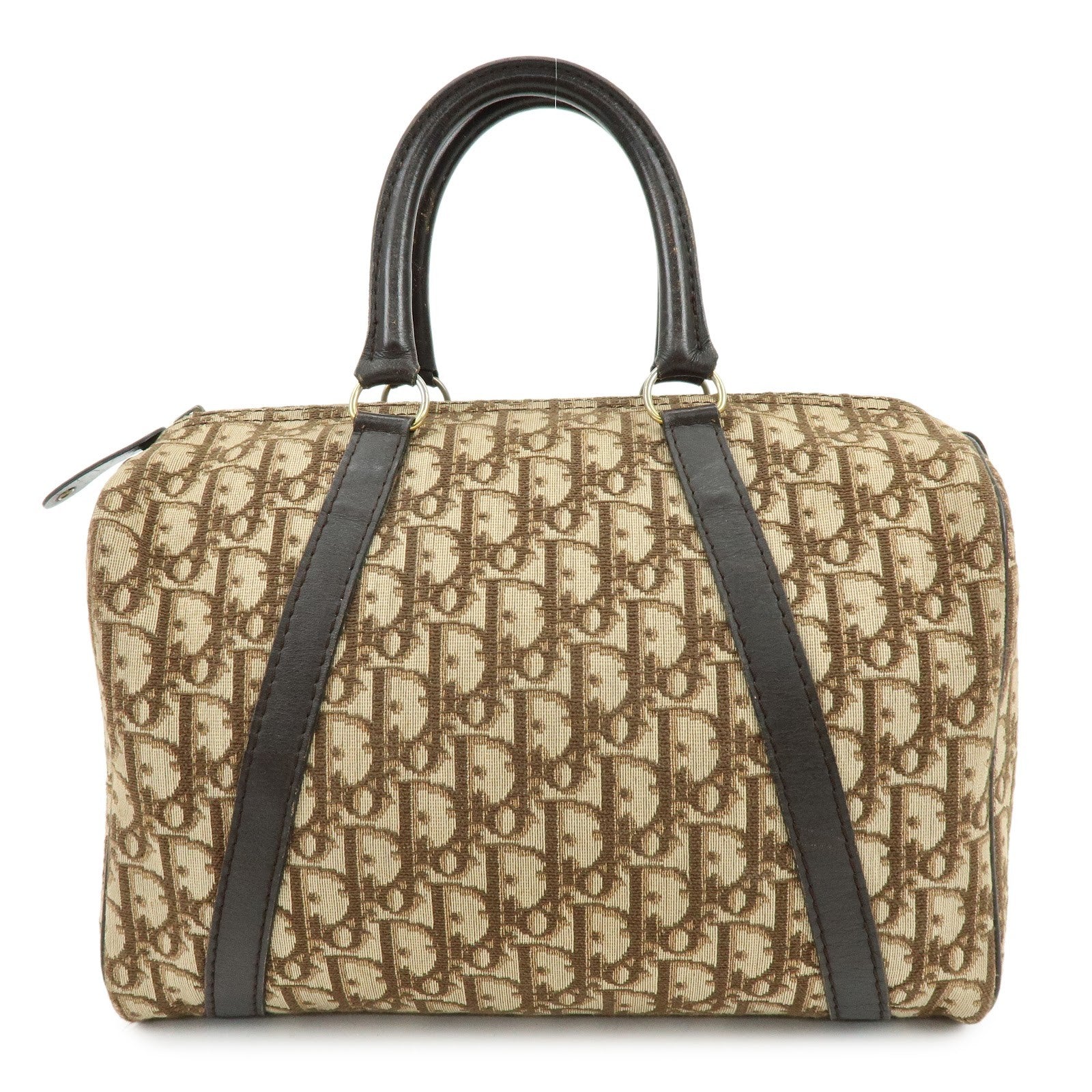 Christian Dior Trotter Jacquard Boston Bag - Brown, Jacquard Canvas and Leather