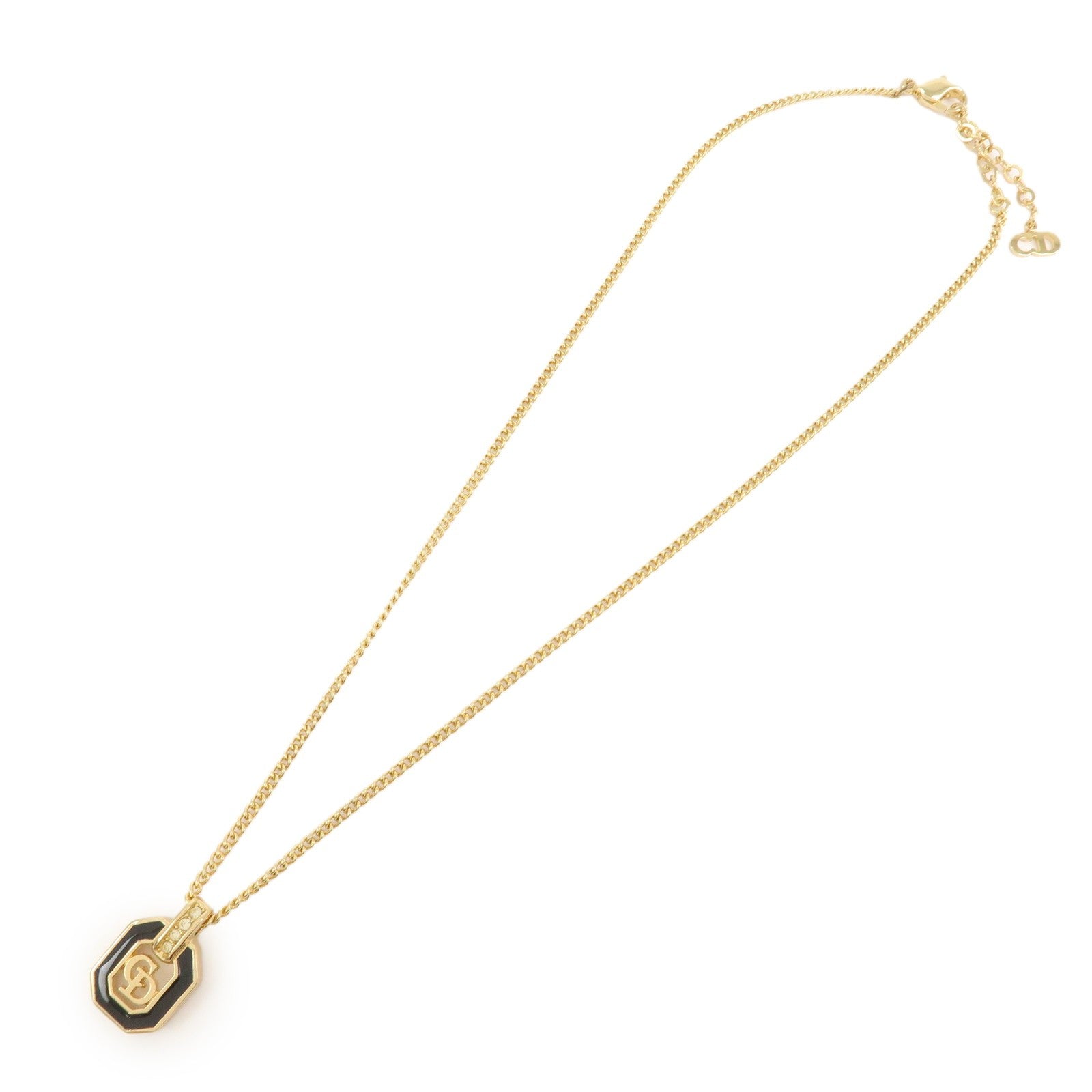 Christian Dior Logo Metal Necklace Choker - Gold, Black