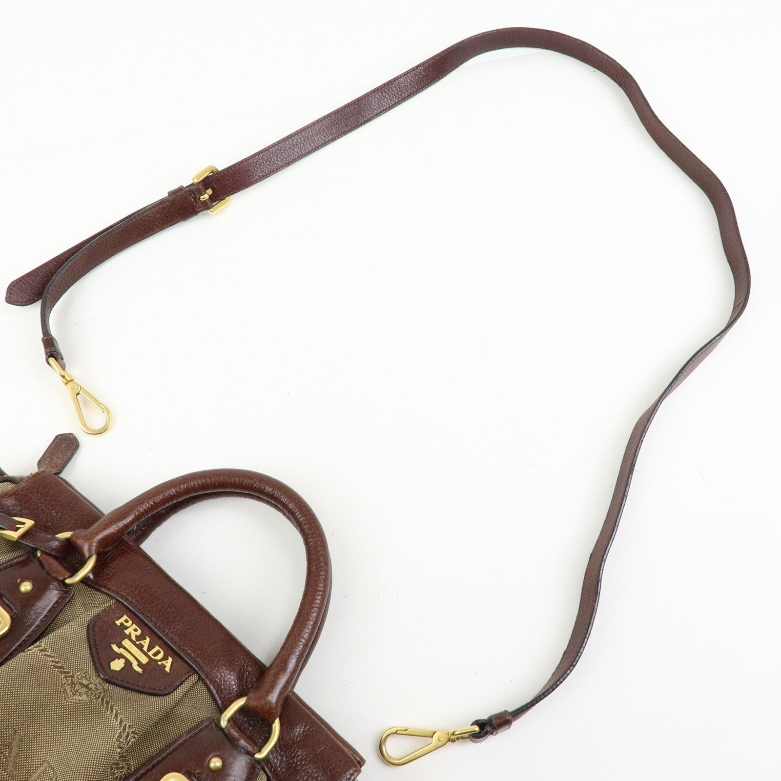 Prada Logo Jacquard 2Way Bag - Brown, Leather