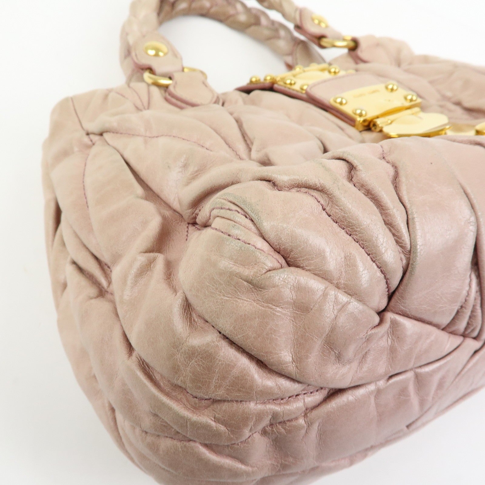 Miu Miu Matelasse 2Way Bag - Pink Beige, Leather