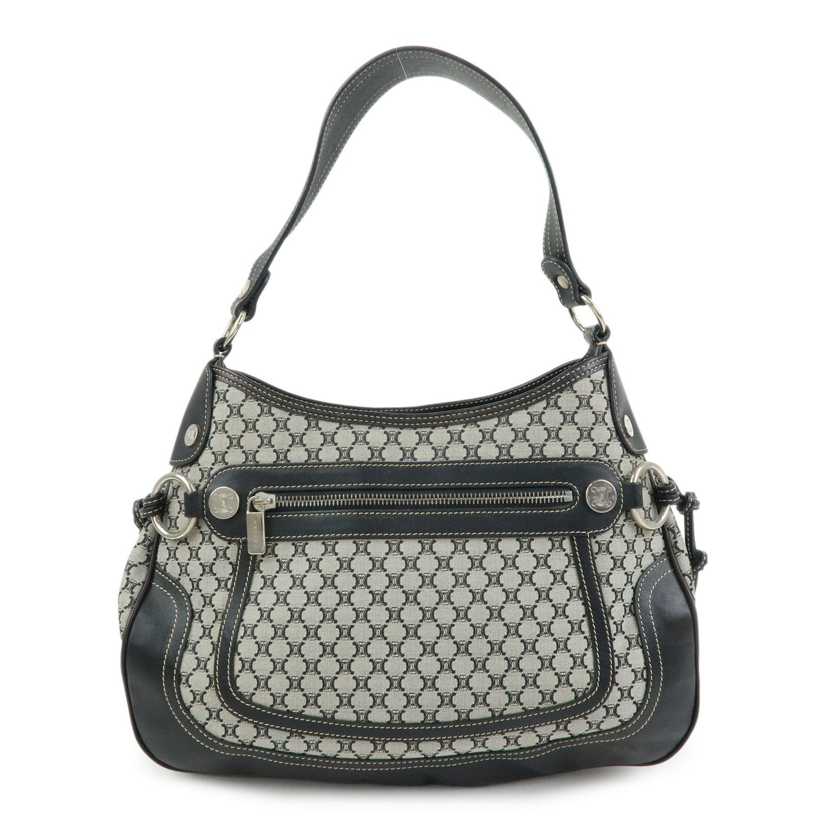 Celine Macadam Shoulder Bag - Black, Canvas, Leather