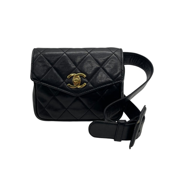 Chanel Matelasse Waist Pouch - Black, Leather