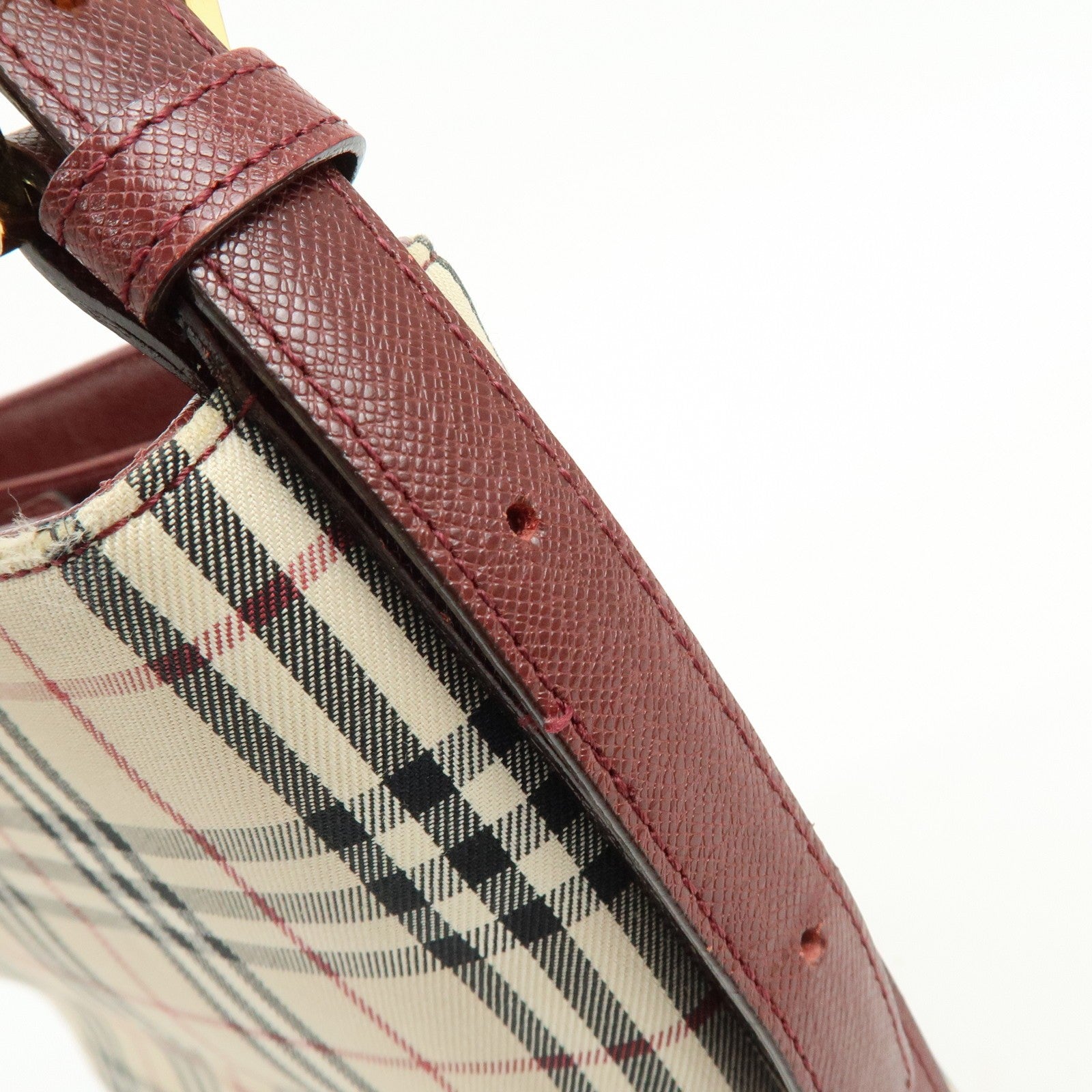 Burberry Shoulder Bag - Beige, Bordeaux, Canvas Leather