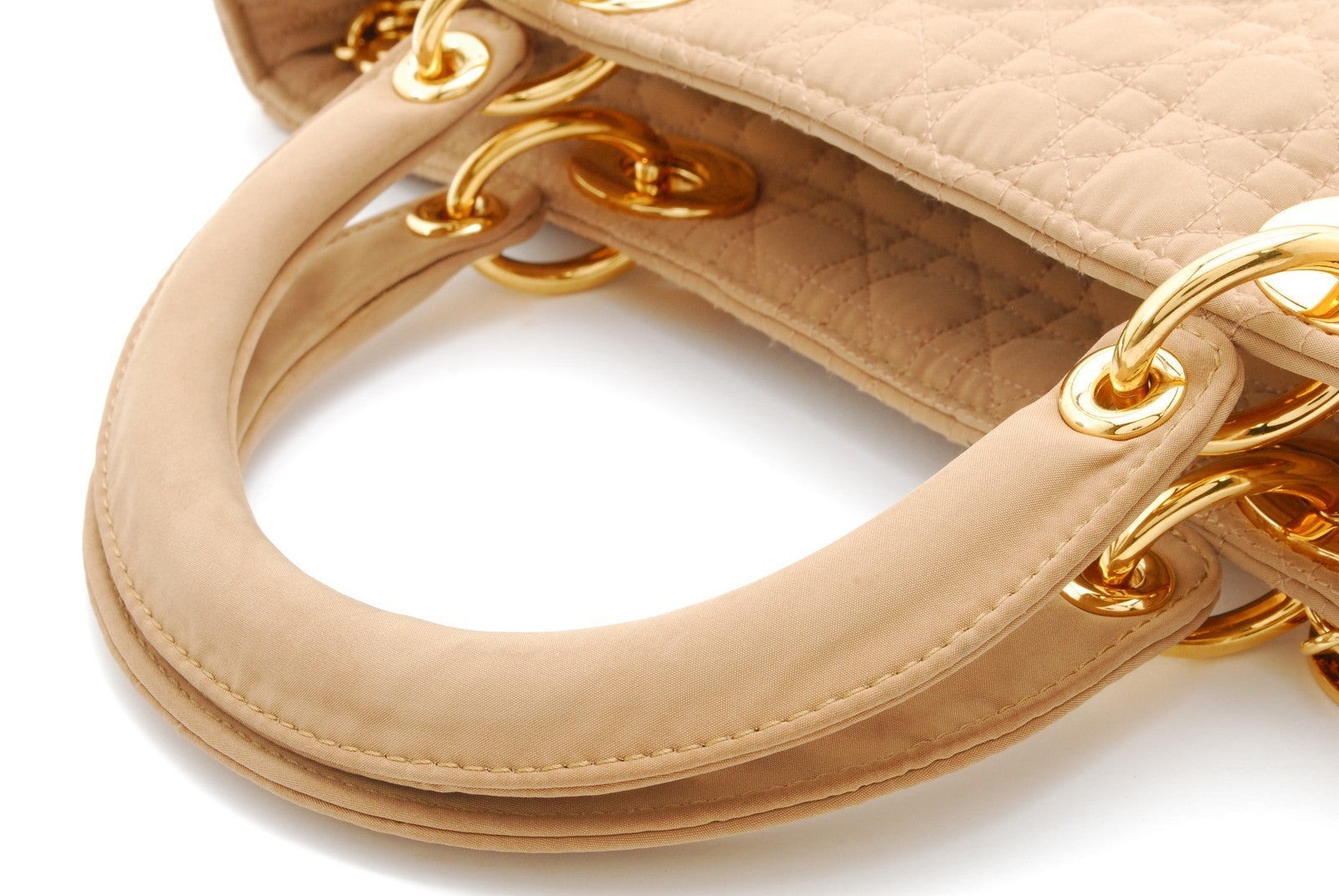 Christian Dior Lady Dior Tote Hand Bag - Beige, Nylon