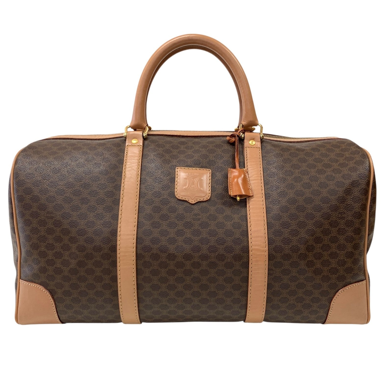Celine Macadam Large Boston Bag - Brown Beige, Canvas