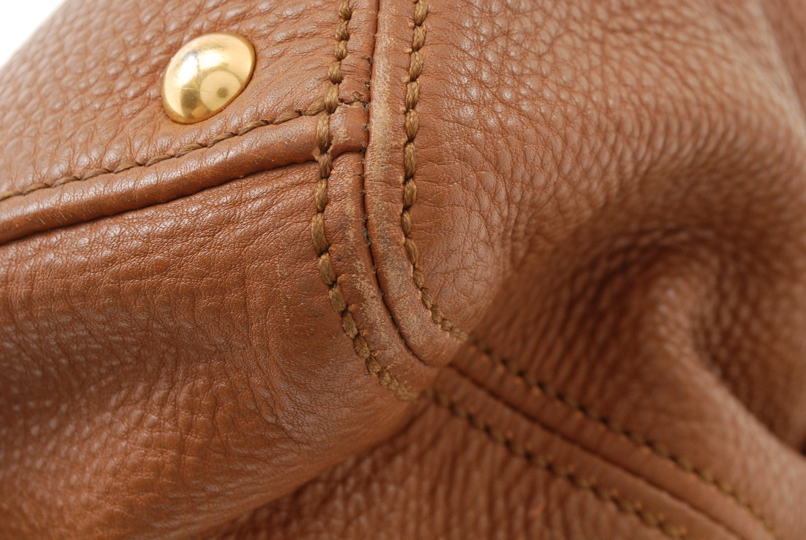Miu Miu Vitello Lux Tote Handbag - Brown, Leather