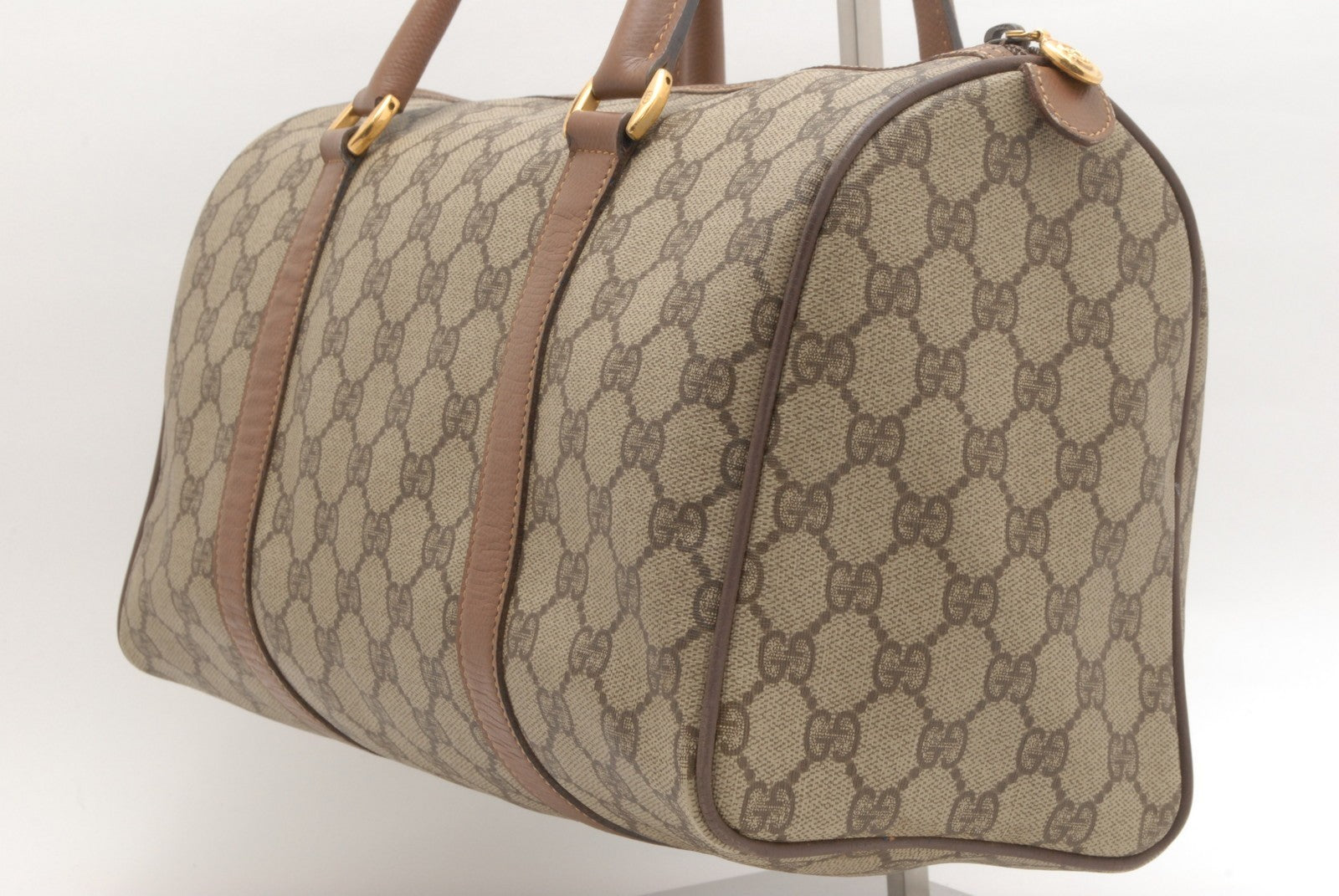 Gucci Guuci GG Supreme Hand Boston Bag - Brown, PVC Leather