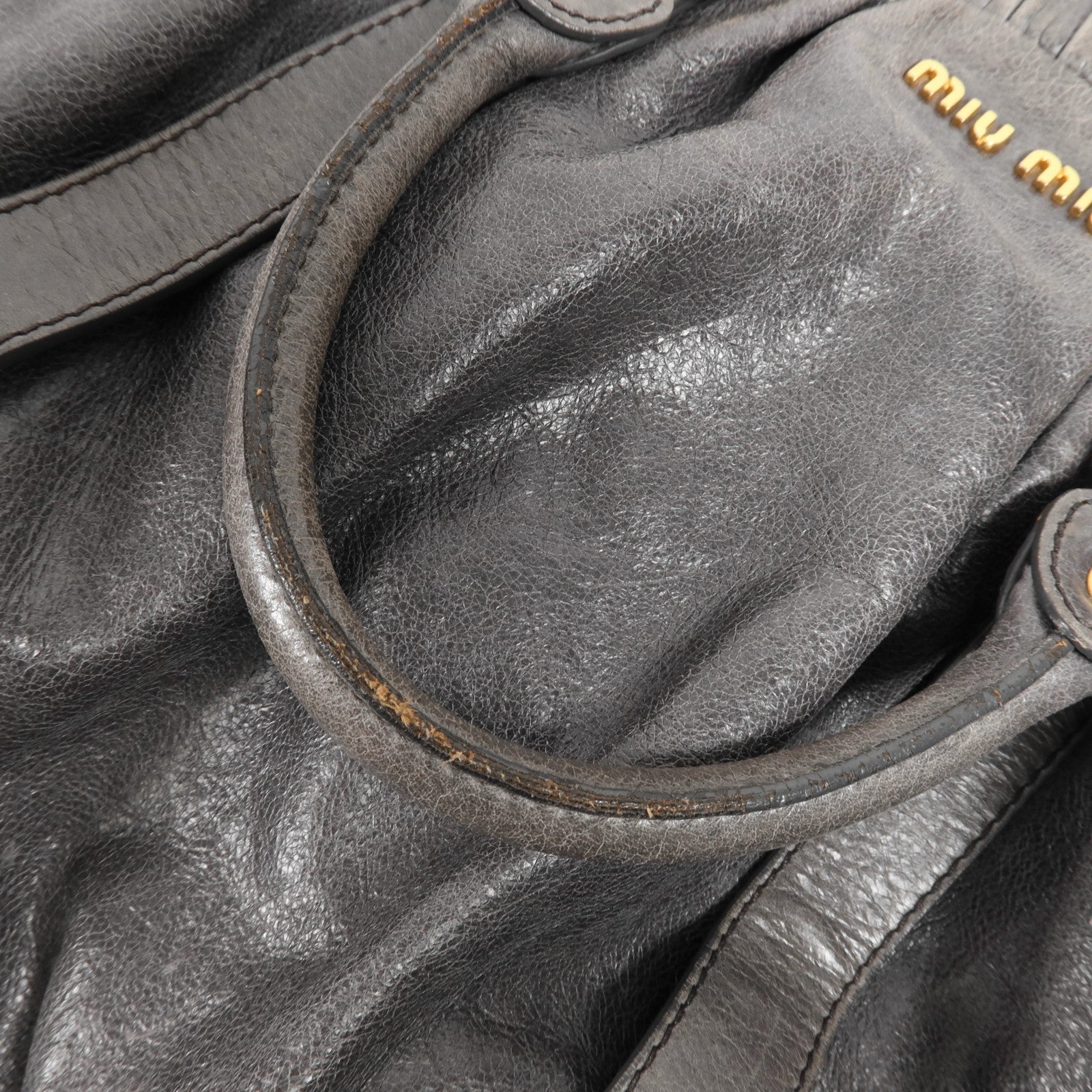 Miu Miu GHW Shoulder Bag - Grey, Calfskin Leather 