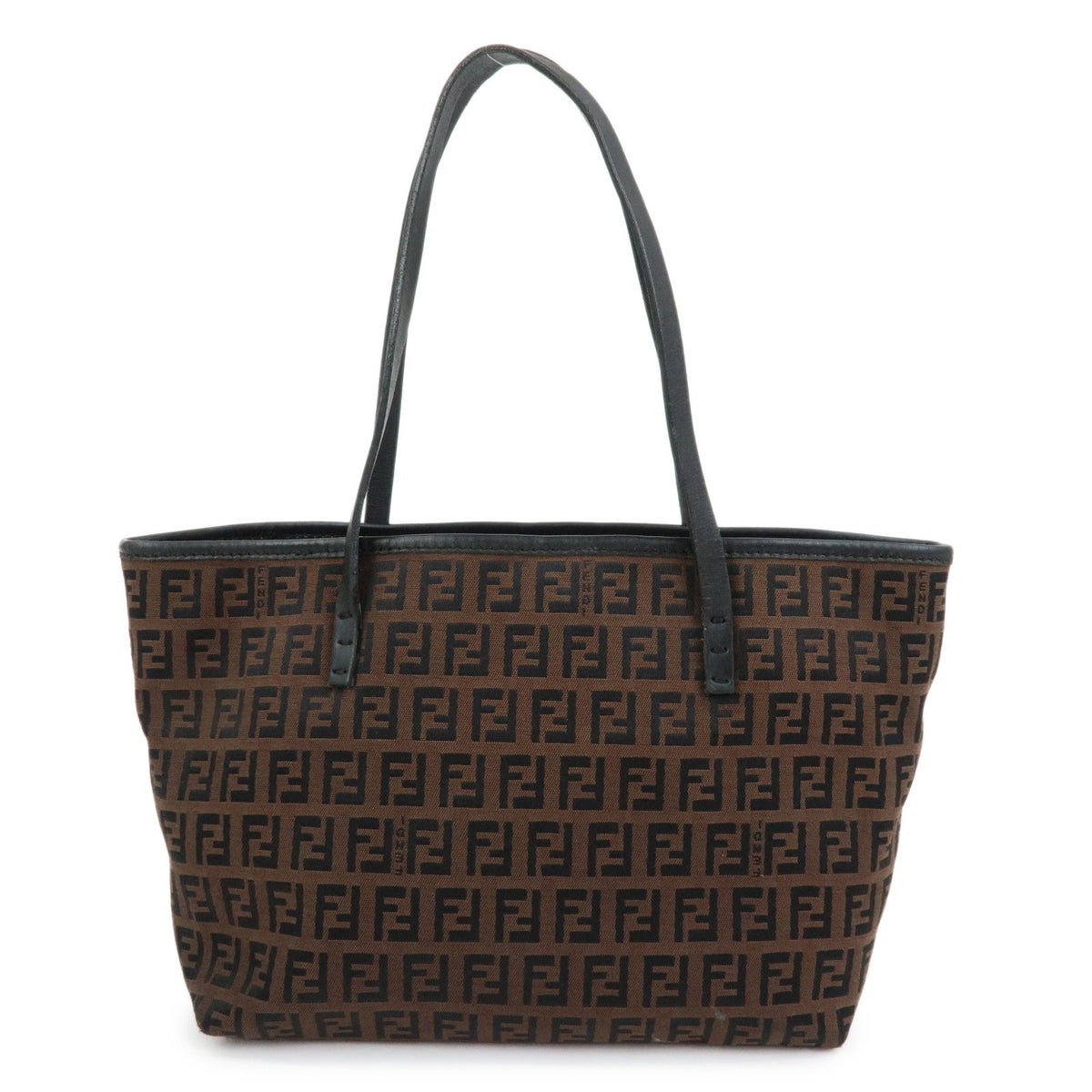 Fendi 8BH075 Tote Bag - Brown, Black, Jacquard Canvas, Leather