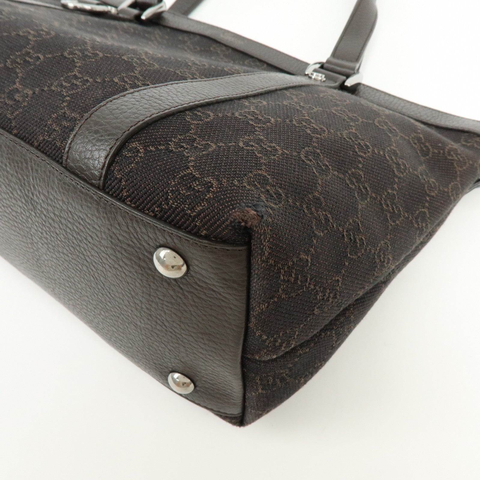 Gucci Abbey Tote Bag - Dark Brown, Denim, Leather