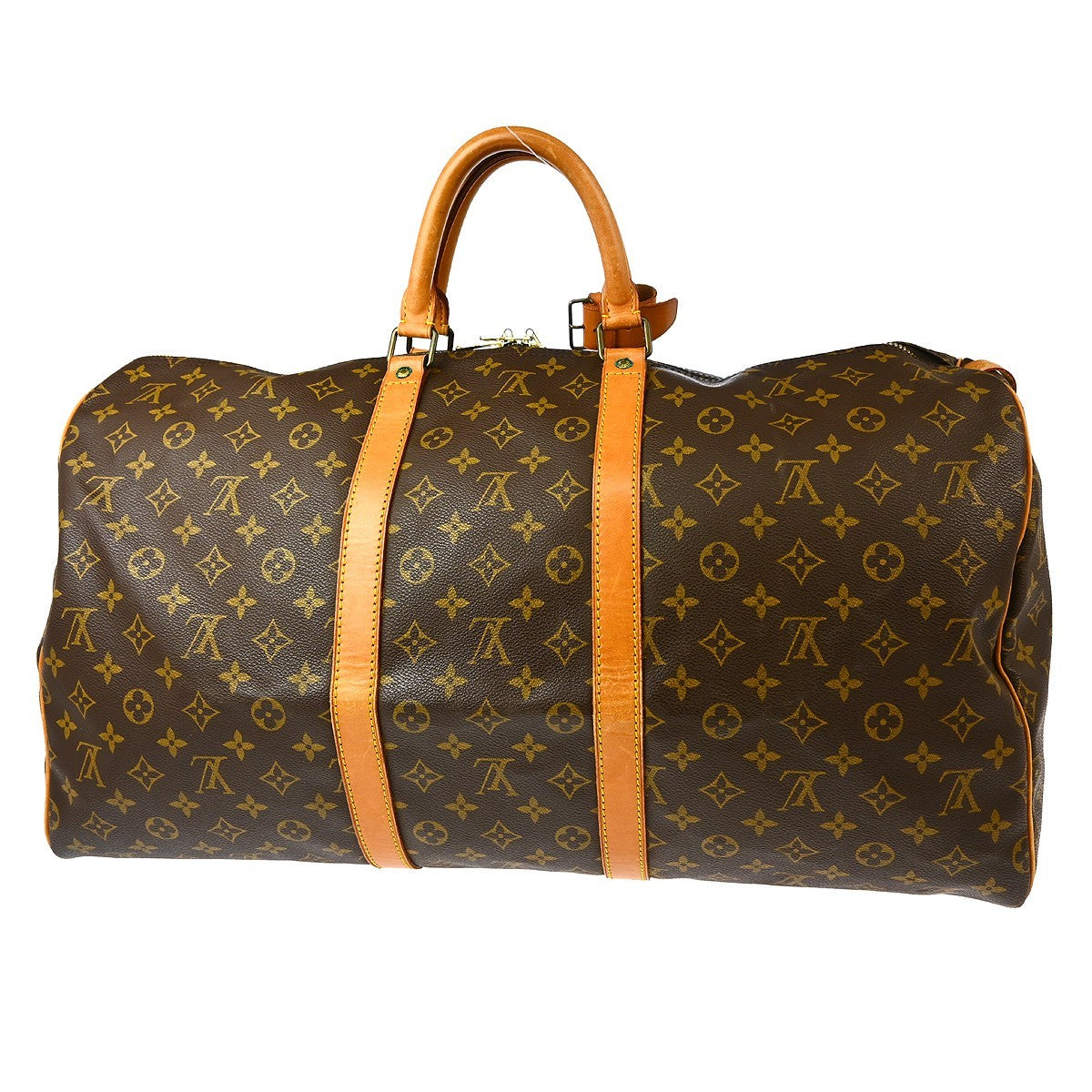 Louis Vuitton Monogram Keepall 55 Travel Duffle Handbag - Brown, Leather and Monogram Canvas