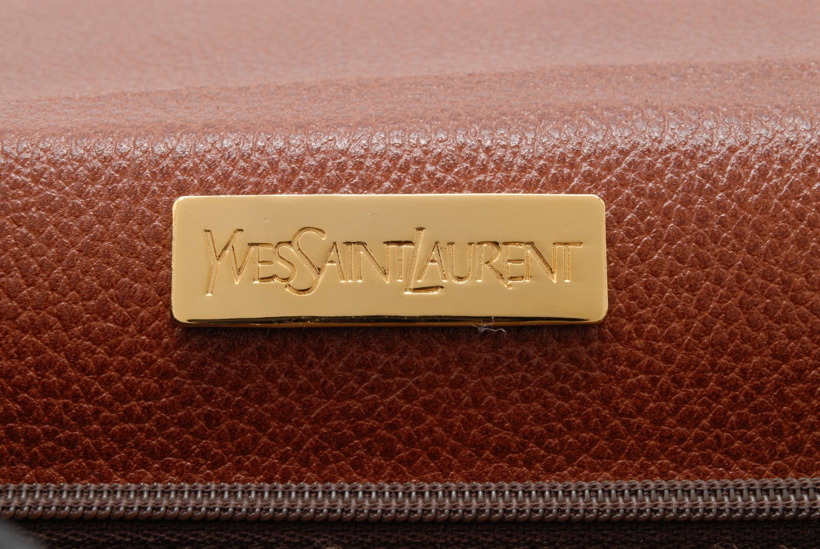 Yves Saint Laurent YSL Logo Clutch - Brown, Leather