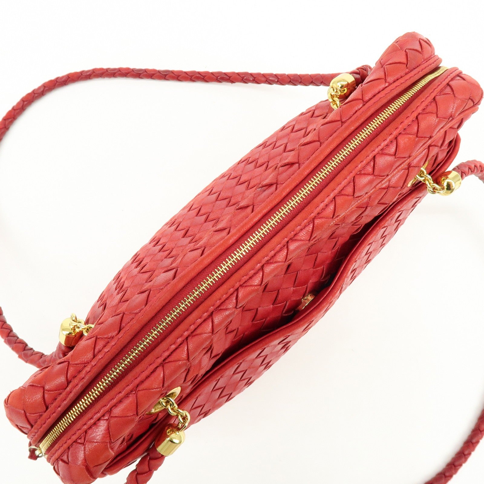 Bottega Veneta Intrecciato Shoulder Bag - Red, Leather