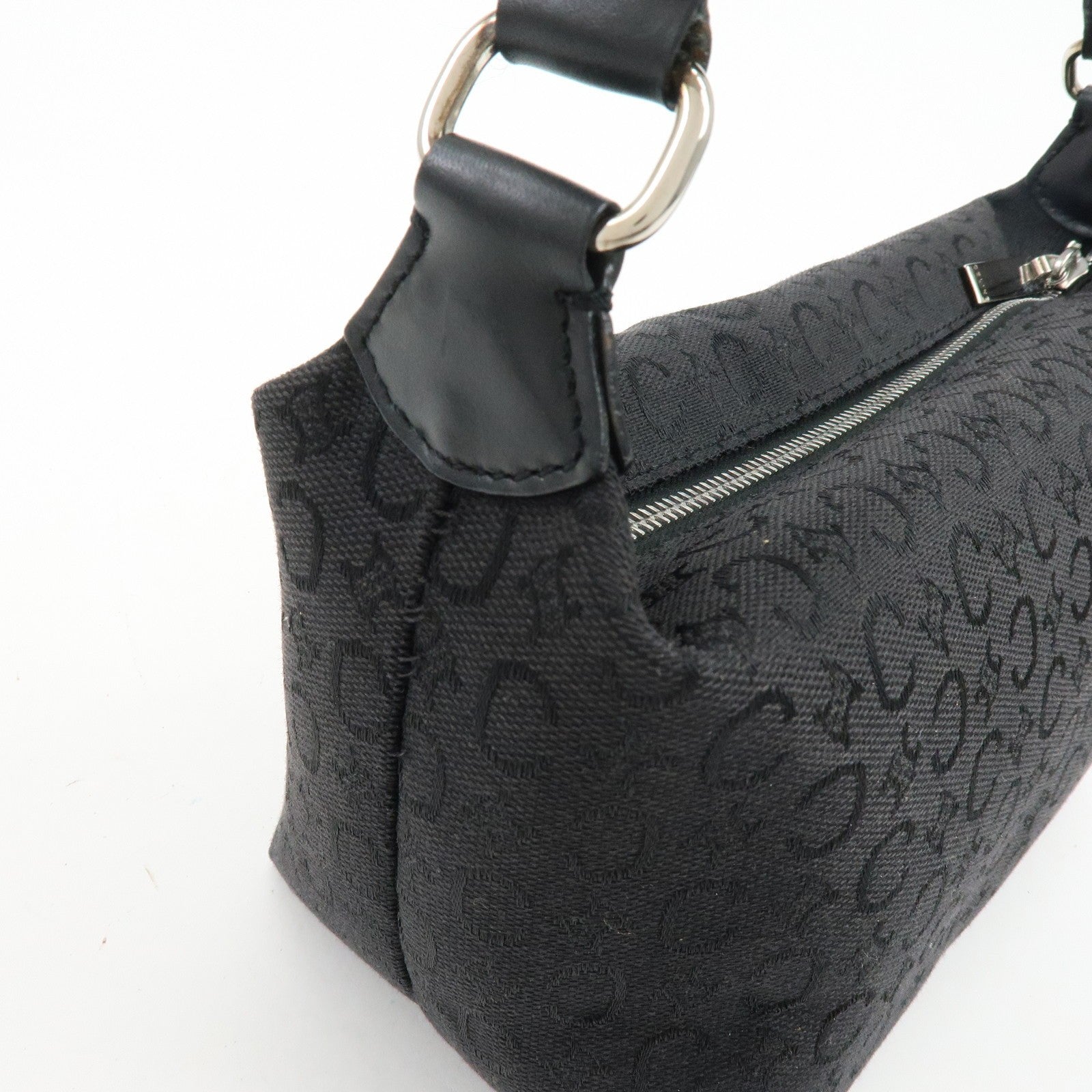 Celine C Macadam Hand Bag - Black, Canvas, Leather