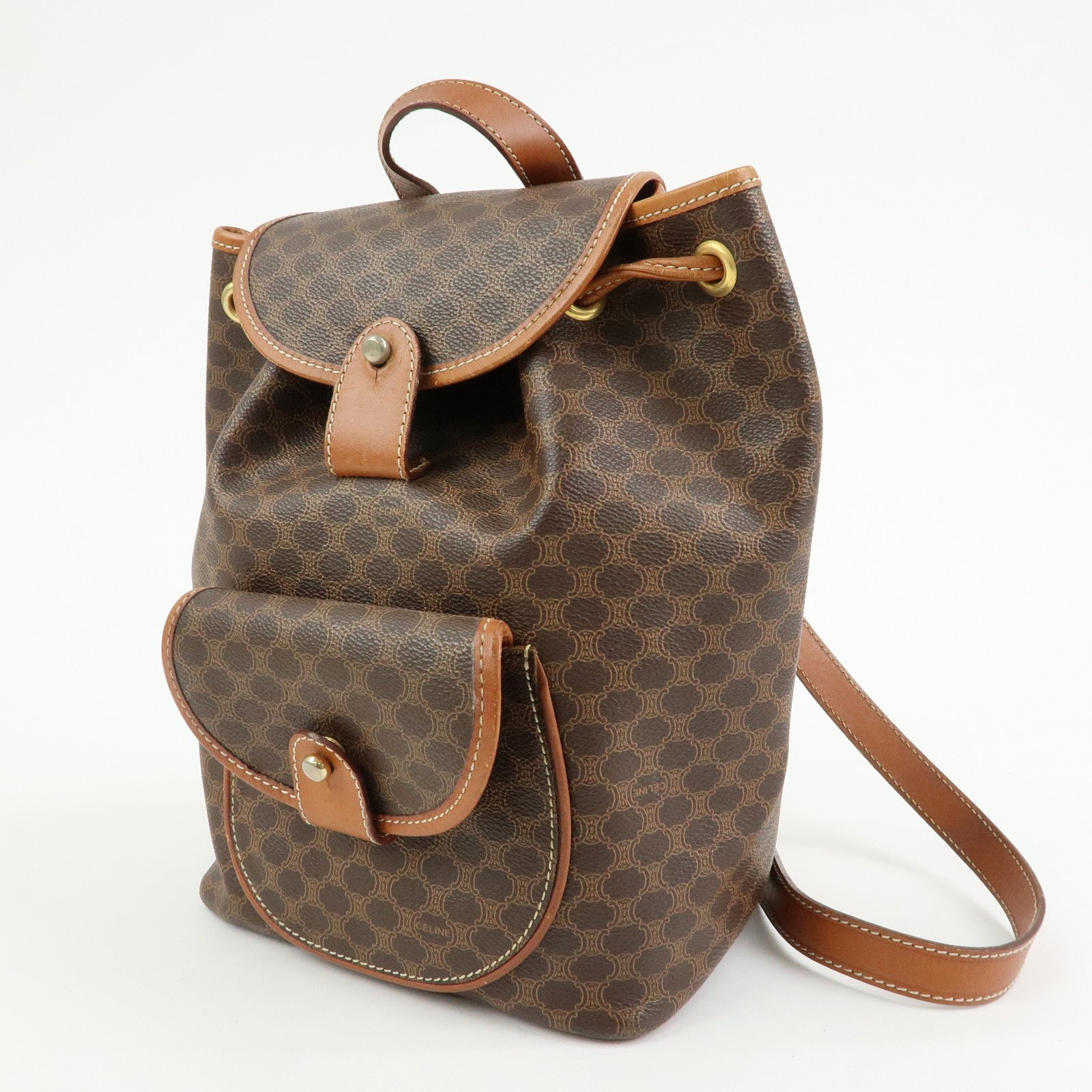 Celine Macadam Backpack - Brown, PVC Coated Canvas and Leather 