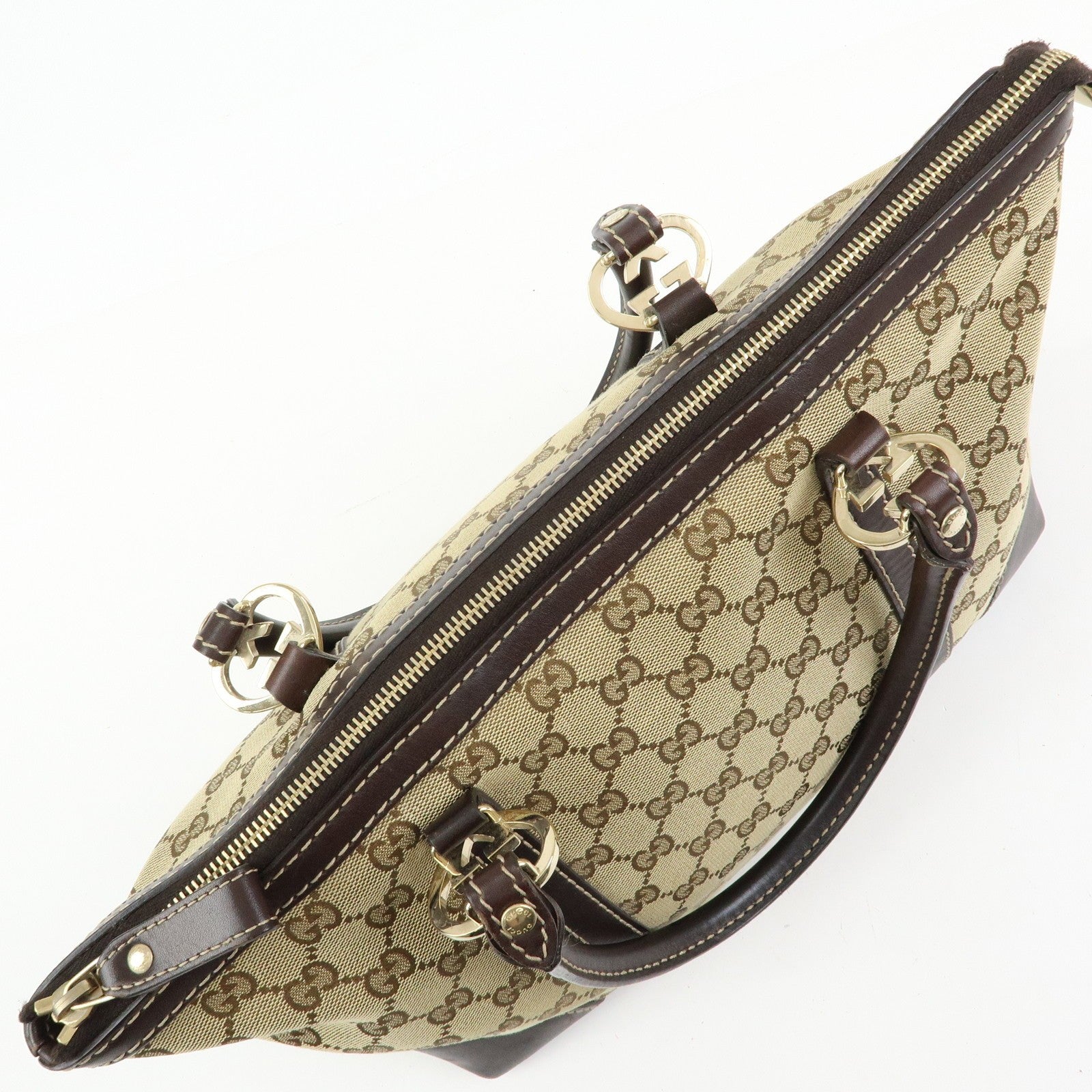 GUCCI Interlocking G Lovely Heart Canvas Tote Bag Beige