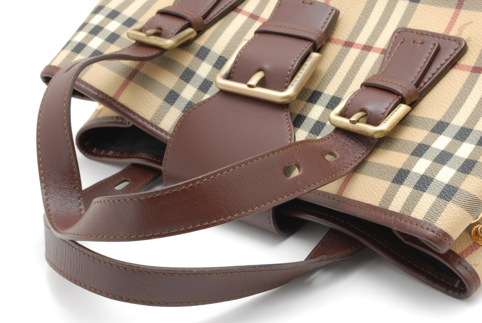 Burberry Nova Check Shadow Hand Tote Bag - Brown, Leather