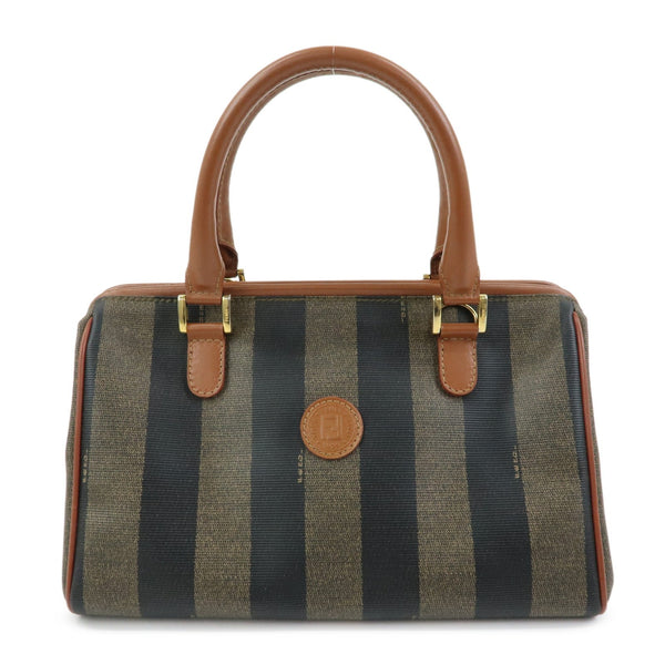 Fendi Pequin Boston Bag - Brown Beige Black, PVC Leather