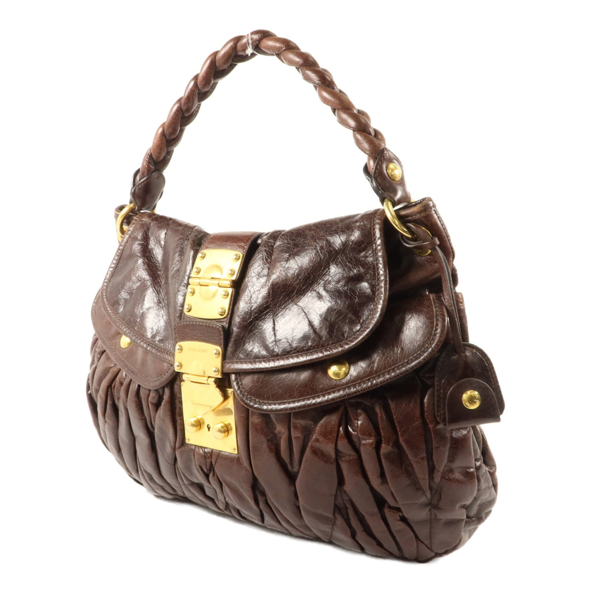 Miu Miu GHW 2 Way Shoulder Bag - Brown, Calfskin Leather