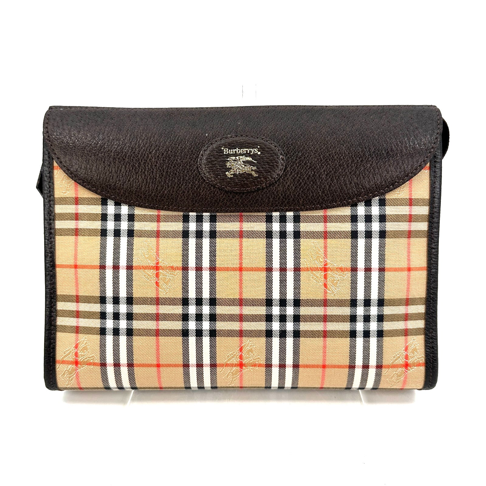 Burberry Nova Check Clutch - Brown, Leather Fabric