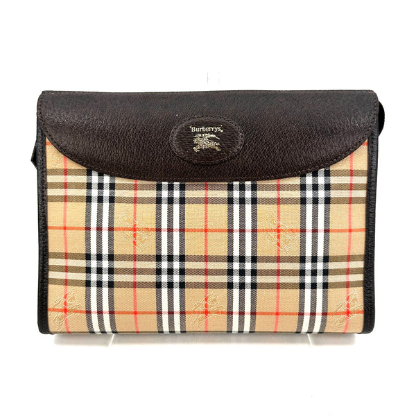 Burberry Nova Check Clutch - Brown, Leather Fabric